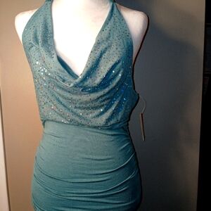 NWT Sparkling Teal Halter Top Medium